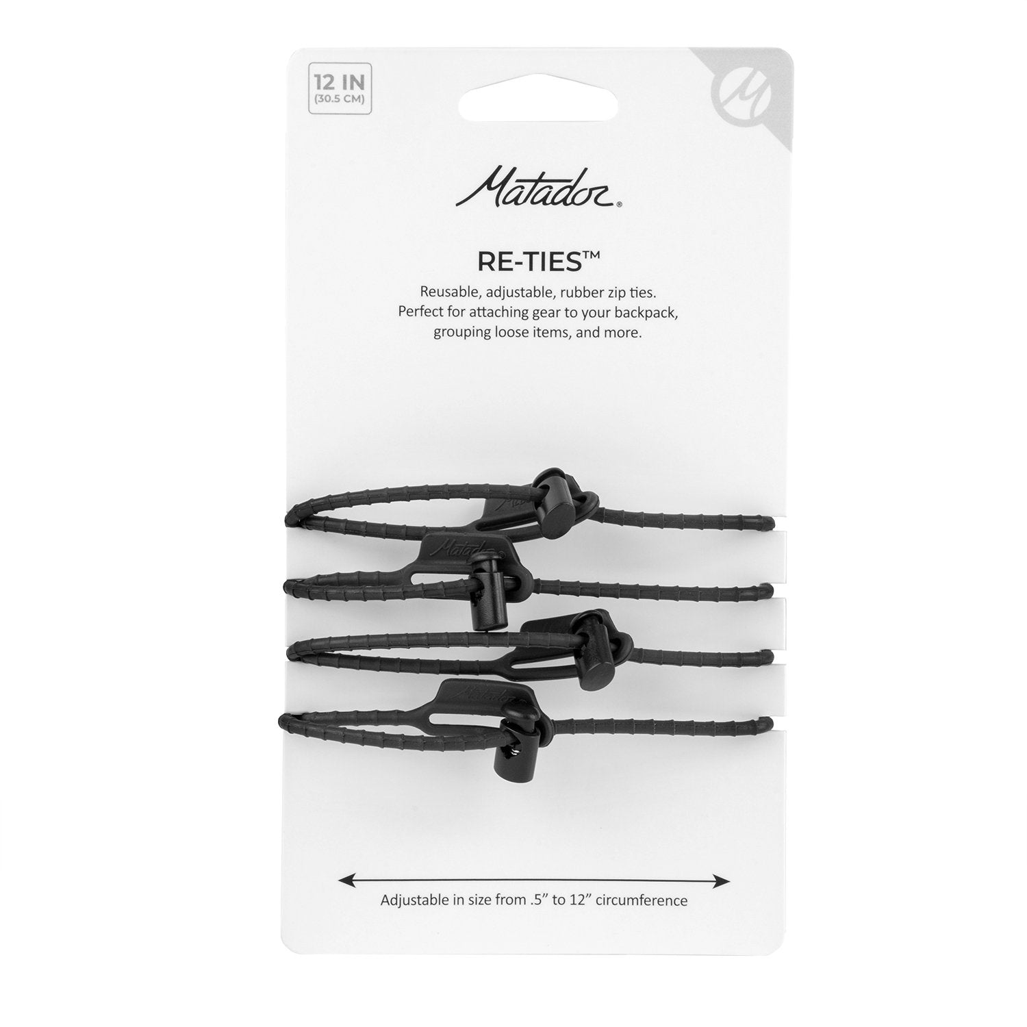 Re-ties Reusble Zip Ties 4-pak