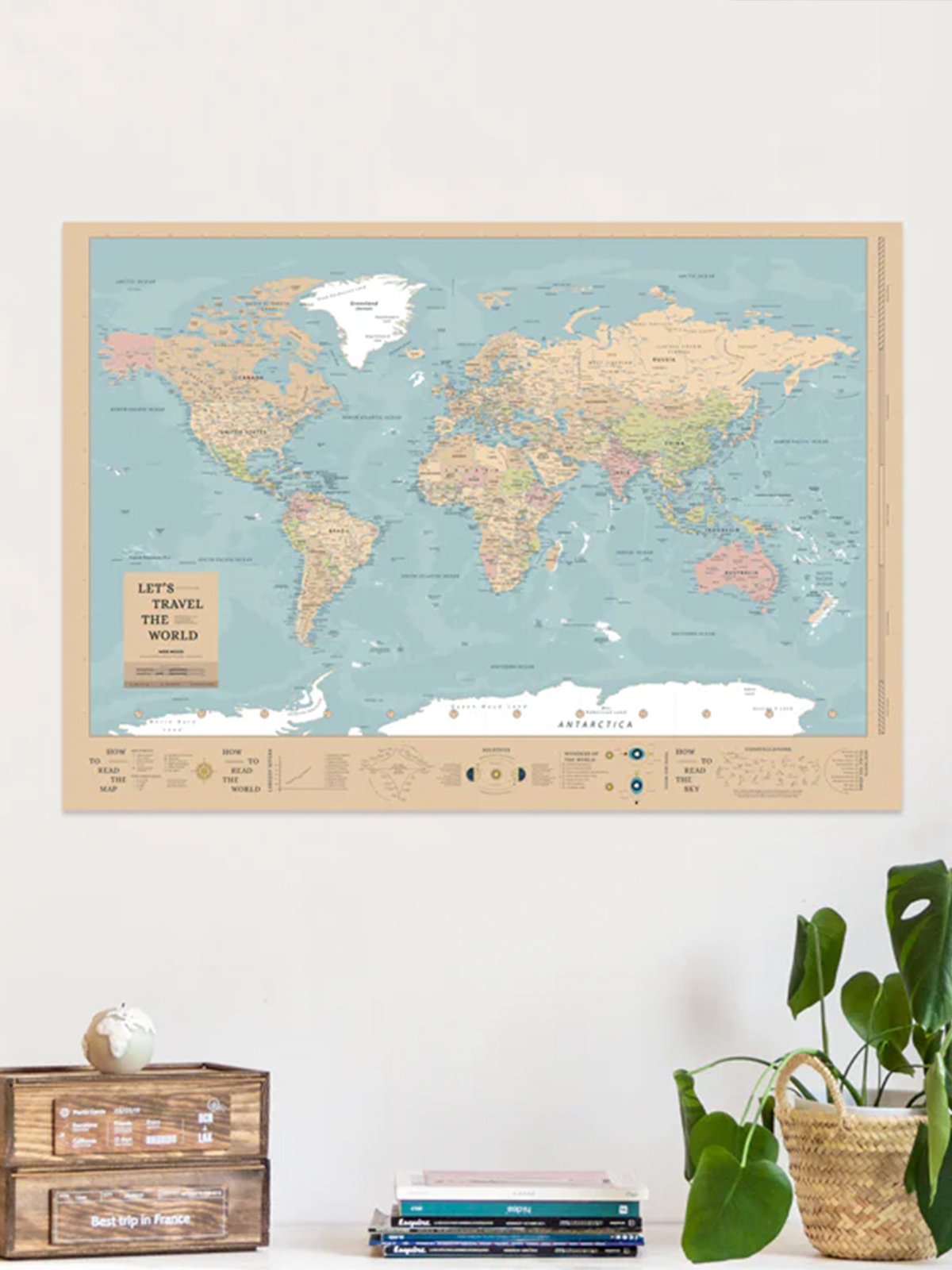 World Map Paper Poster (100 x 70 cm) Bronze Mist
