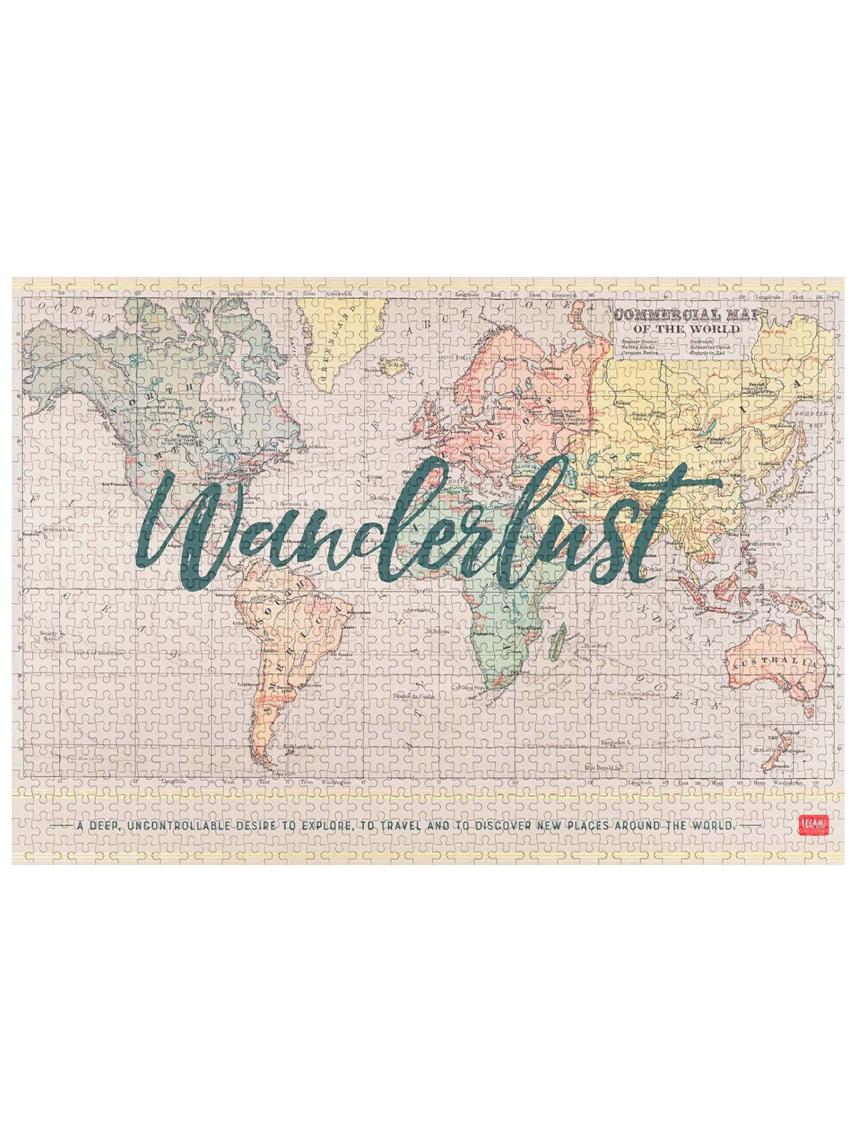 Wanderlust verdenskart puslespill (1000 brikker)