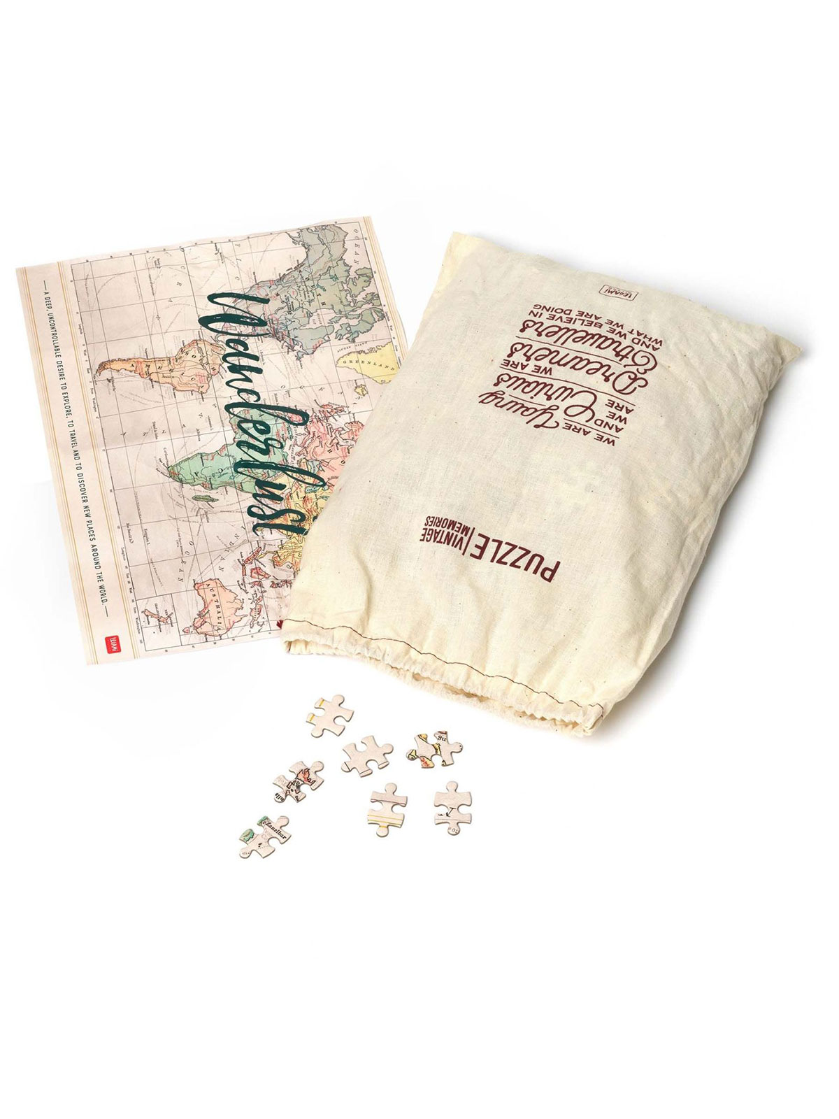 Wanderlust verdenskart puslespill (1000 brikker)