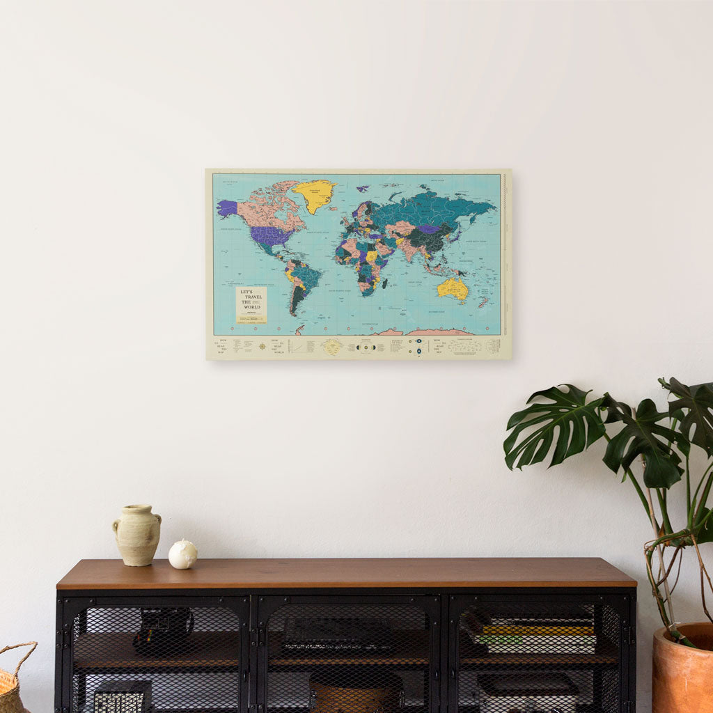 World Map Canvas (75 x 50 cm) - Aquarius