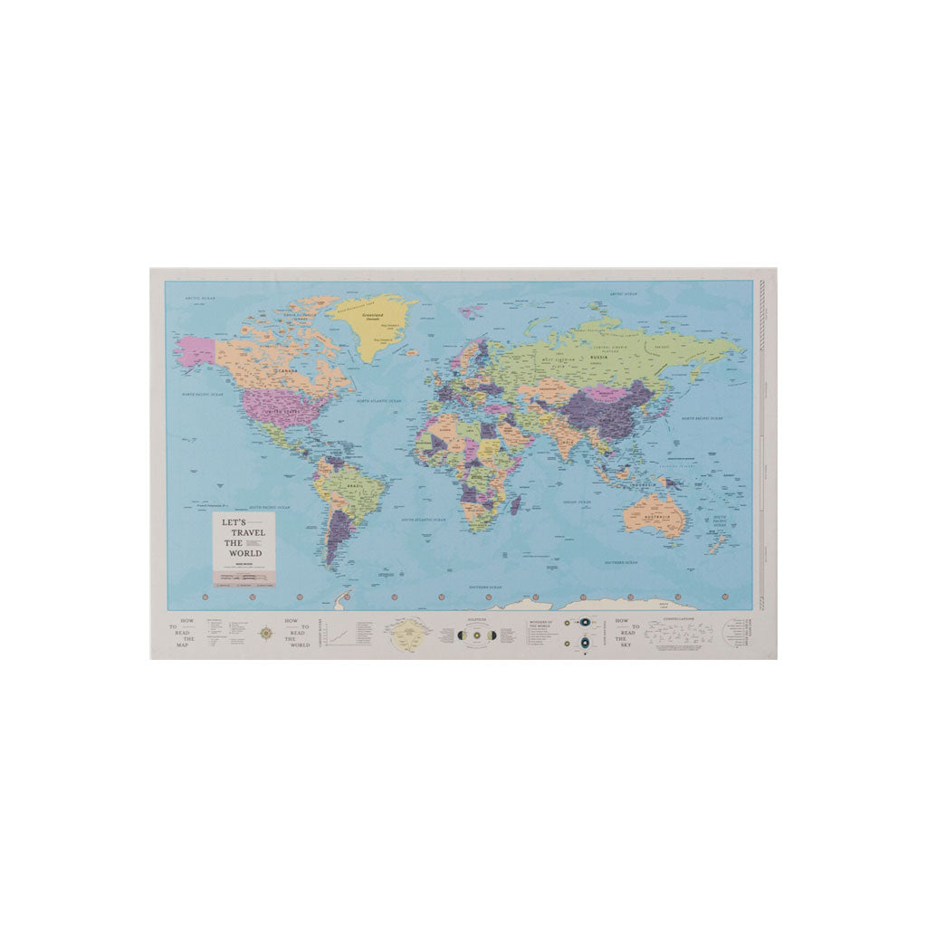 World Map Canvas (75 x 50 cm) - Sky Blue