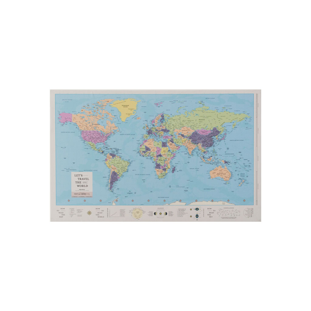 World Map Paper Poster (100 x 70 cm) Sky Blue