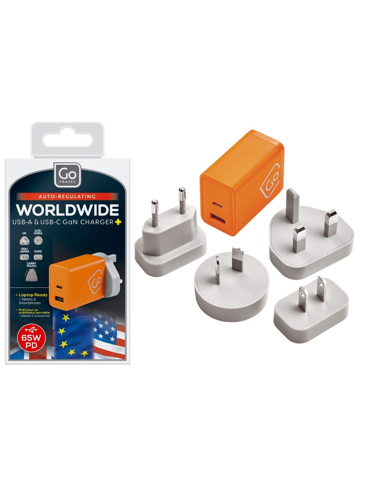 Veggstøpsel 65W (USB-A & USB-C)