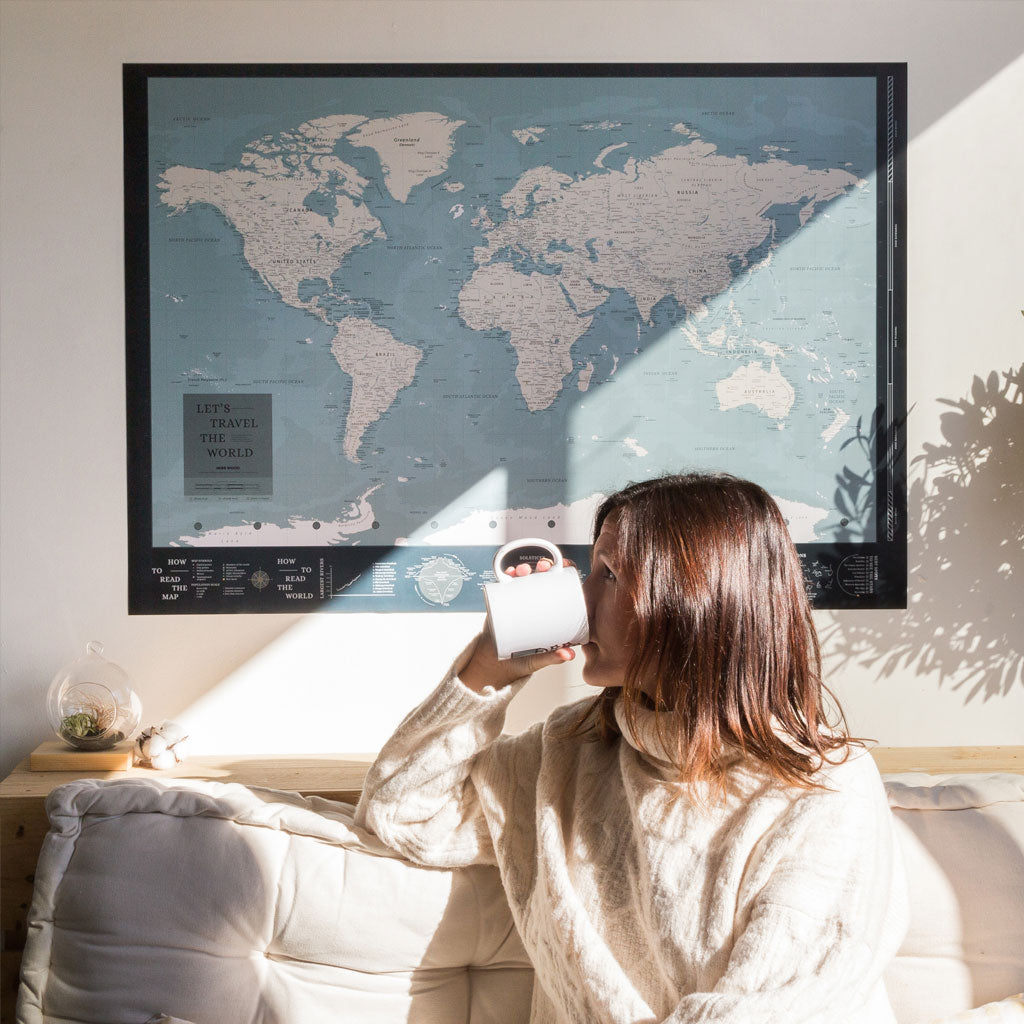 World Map Paper Poster (100 x 70 cm) - Blue Moon